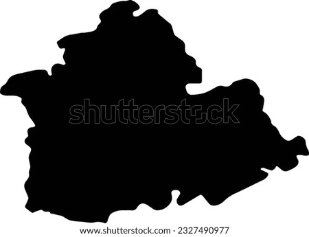 Silhouette map of Sevilla Spain with transparent background.