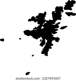 Silhouette map of Shetland Islands United Kingdom with transparent background.