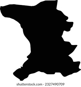 Silhouette map of Shirak Armenia with transparent background.