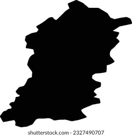 Silhouette map of Shumen Bulgaria with transparent background.