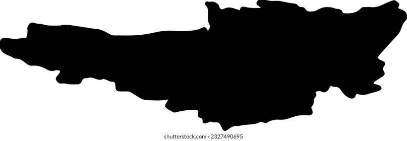 Silhouette map of Somerset United Kingdom with transparent background.