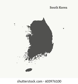 Silhouette map of South Korea.