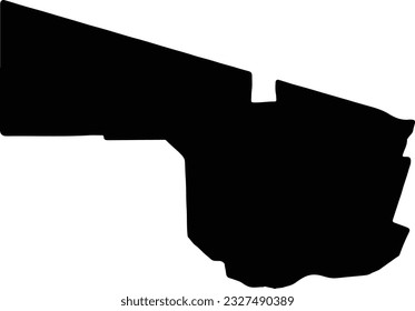 Silhouette map of Southern Botswana with transparent background.