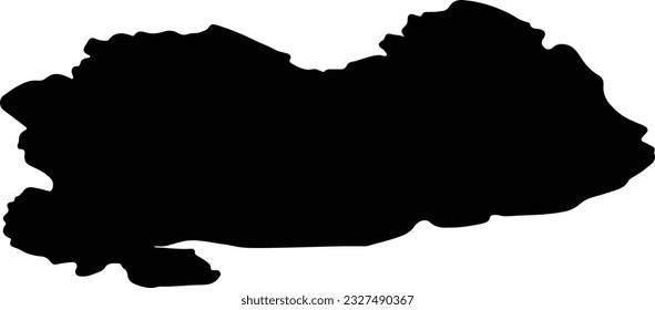 Silhouette map of Southern Savonia Finland with transparent background.