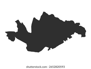 Mapa da silhueta de Srinagar, Índia. Mostra o contorno geográfico da cidade ou região em cinza escuro. Destaca a sua forma territorial simples.