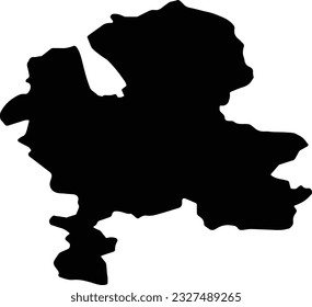 Silhouette map of Staffordshire United Kingdom with transparent background.