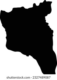 Silhouette map of Sud-Kivu Democratic Republic of the Congo with transparent background.