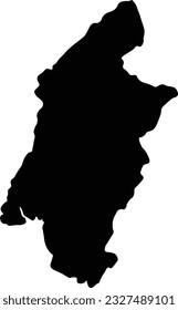 Silhouette map of Sud-Ouest Cameroon with transparent background.