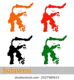 mapa de silhueta de sulawesi indonesia