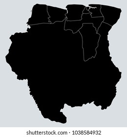 Silhouette map Suriname, South America