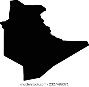 Silhouette map of Tamanghasset Algeria with transparent background.