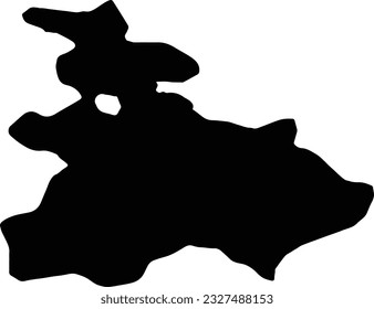 Silhouette map of Tavush Armenia with transparent background.