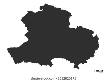 Mapa da silhueta de Tbilisi, Geórgia. Mostra o contorno geográfico da cidade ou região em cinza escuro. Destaca a sua forma territorial simples.