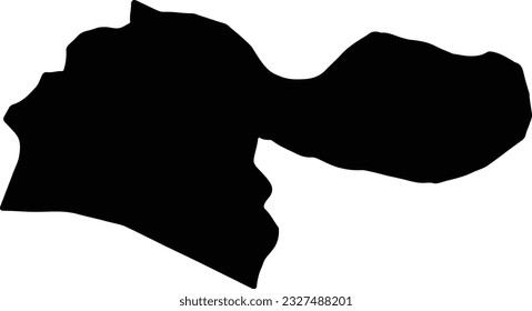 Silhouette map of Tehran Iran with transparent background.