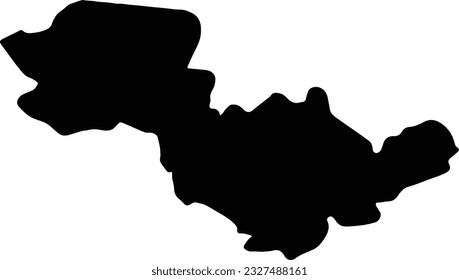 Silhouette map of Terni Italy with transparent background.
