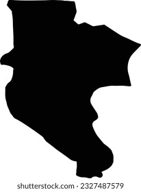 Silhouette map of Trebinje Bosnia and Herzegovina with transparent background.