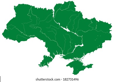 Silhouette map of the Ukraine 