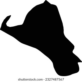 Silhouette map of Umm Al Qaywayn United Arab Emirates with transparent background.