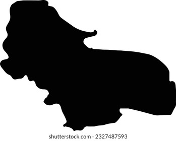 Silhouette map of Una-Sana Bosnia and Herzegovina with transparent background.