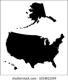 A silhouette map of The United States of America