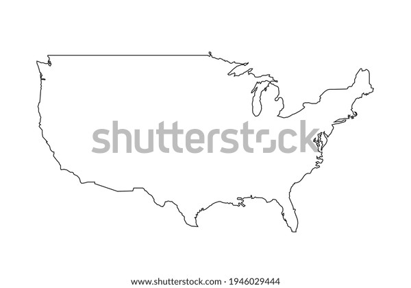 Silhouette Map United States America Stock Vector (Royalty Free ...