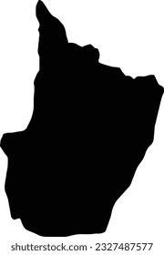 Silhouette map of Upper Takutu-Upper Essequibo Guyana with transparent background.