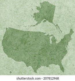 Silhouette map of the USA on the abstract textured background. All objects are independent and fully editable.  