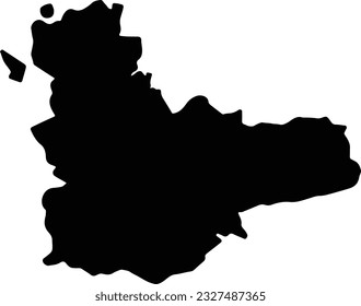 Silhouette map of Valladolid Spain with transparent background.