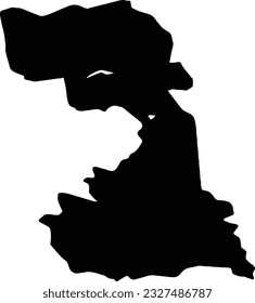 Silhouette map of Vercelli Italy with transparent background.