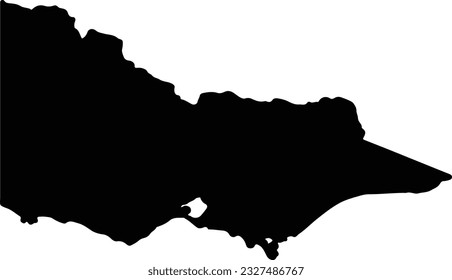 Silhouette map of Victoria Australia with transparent background.