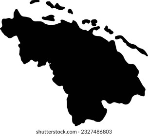 Silhouette map of Villa Clara Cuba with transparent background.