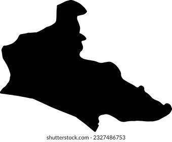 Silhouette map of Vlasenica Bosnia and Herzegovina with transparent background.