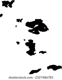 Silhouette map of Voreio Aigaio Greece with transparent background.
