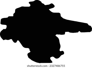 Silhouette map of Vukovarsko-Srijemska Croatia with transparent background.