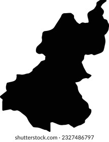 Mapa de silueta de Wangdi Phodrang Bhutan con fondo transparente.