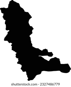 Silhouette map of West Azarbaijan Iran with transparent background.