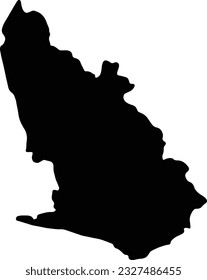 Silhouette map of Western Ghana with transparent background.