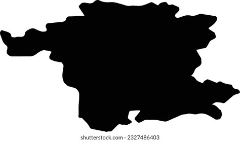 Silhouette map of Worcestershire United Kingdom with transparent background.