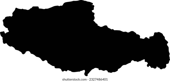 Silhouette map of Xizang China with transparent background.