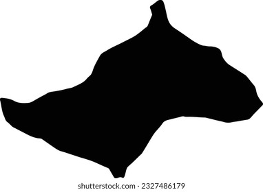 Silhouette map of Zaqatala Azerbaijan with transparent background.