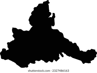 Silhouette map of Zaragoza Spain with transparent background.