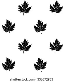 Silhouette of the maple leaf. Black doodle hand drawn leaf. Vector illustration. Black friday pattern isolated on white background