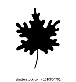Silhouette of a maple leaf.Black maple leaf isolated on white background. Vector illustration