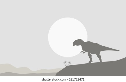 Silhouette of mapusaurus on the cliff