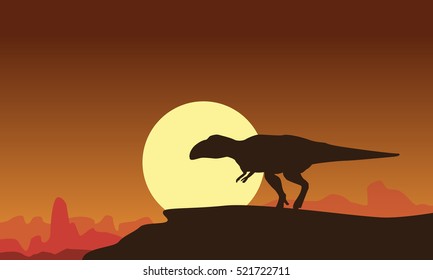 Silhouette of Mapusaurus at the sunset