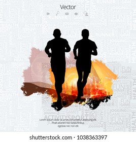 Silhouette of marathon runner