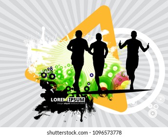 Silhouette of marathon runner