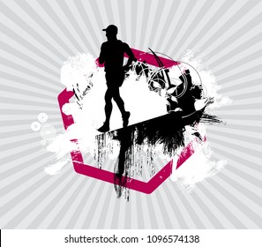 Silhouette of marathon runner