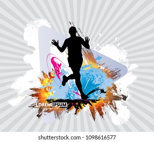 Silhouette of marathon runner