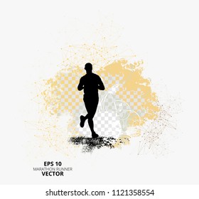 Silhouette of marathon runner